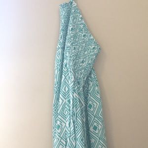 Tube top cyan and white sundress